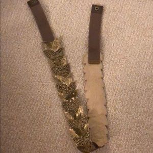 Anthropologie snap belt gold beaded